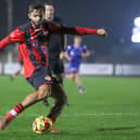 Theo Alexandrou drills home Kettering Town's fourth goal against Leiston (Picture: Peter Short)
