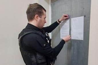 The closure order of the flat in Queen Eleanor House, Kettering /Northants Police