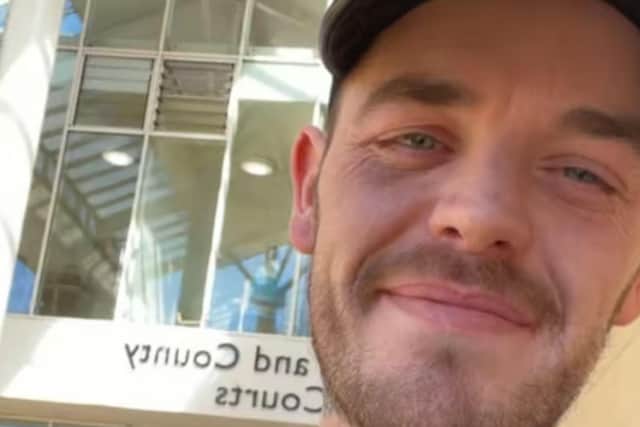 A selfie taken by Jordan Macinnes from Corby outside court. Image: NW / FB