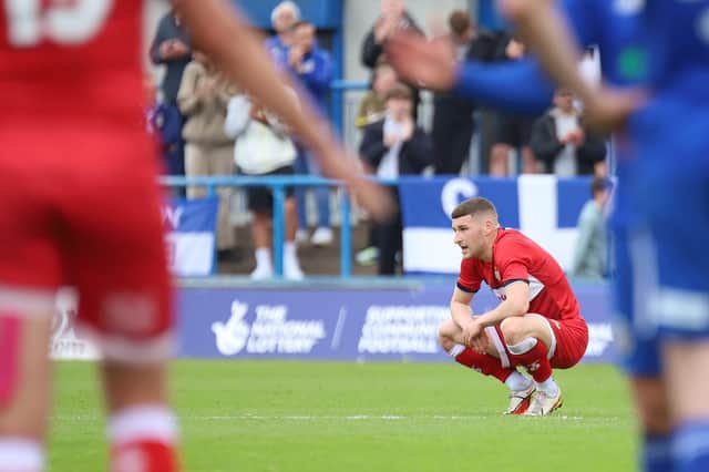 Alex Brown's reaction at the final whistle tells the story as Kettering Town missed out on a play-off spot