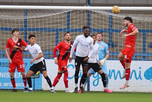 Kettering clear the danger on this occasion in the 4-0 defeat at AFC Telford United (Picture: Peter Short)