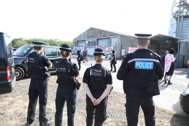 Animal rights protesters in Cranford Duck End watched by Northants Police/National World