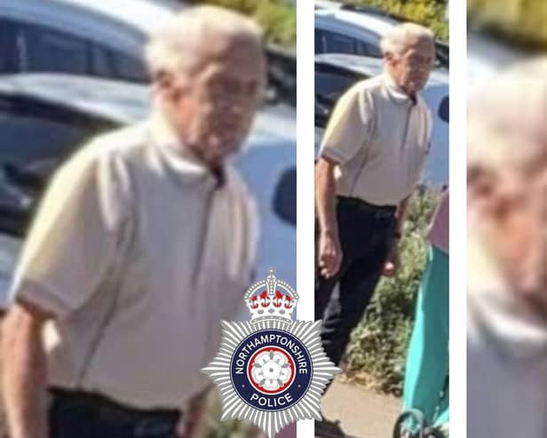CCTV issued by Northants Police of a man they would like to identify after an assault allegation in Rushden High Street/Northants Police