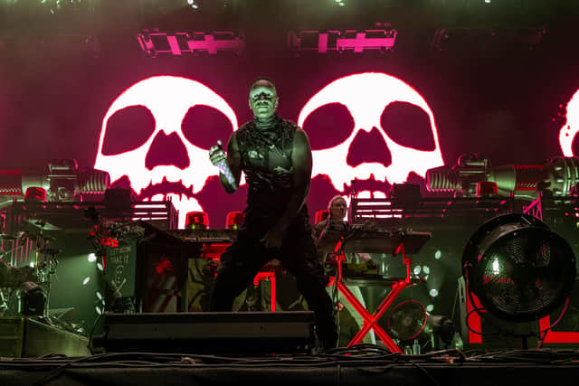 The Prodigy on stage at The National Bowl in Milton Keynes, headlining their Warrior’s Dance festival on Saturday, August 22, 2026. Photo by David Jackson.