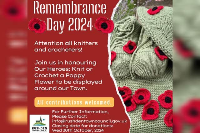 The finished poppies will be dotted around town in the lead-up to Remembrance Sunday on November 10