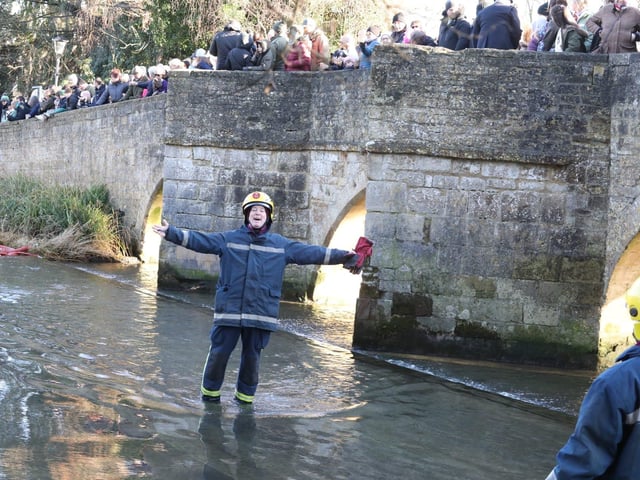 Annual Boxing Day Squirt between Geddington Volunteer Fire Brigade and Northants Fire and Rescue at Geddington Ford/National World