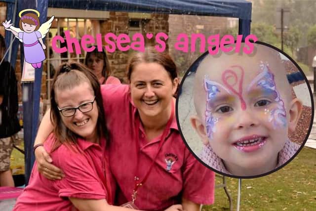 Chelsea's Angels - Emma Knighton and Michelle Tomkins with Chelsea (inset)