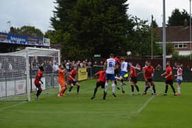 Action from AFC Rushden & Diamonds' 1-0 defeat to Sporting Khalsa at Hayden Road on Saturday. Picture by Shaun Frankham