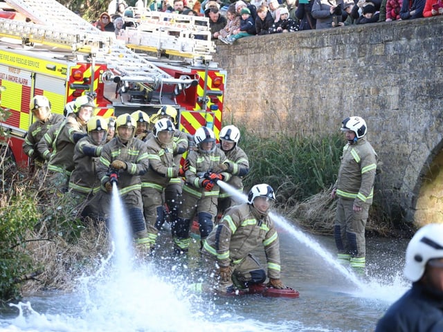 Annual Boxing Day Squirt between Geddington Volunteer Fire Brigade and Northants Fire and Rescue at Geddington Ford/National World
