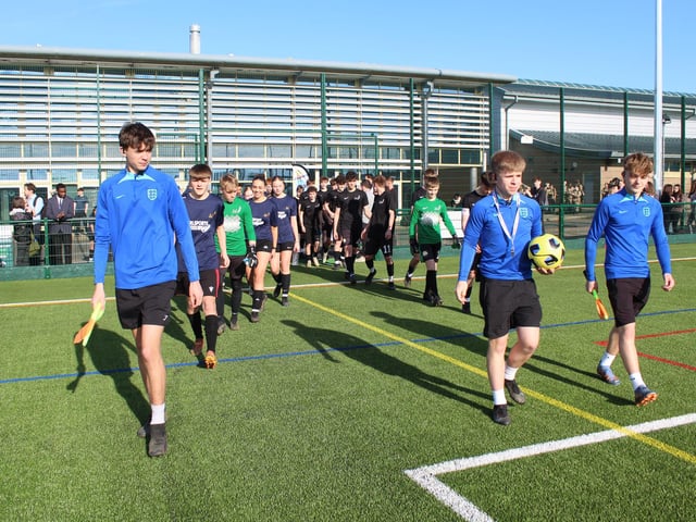 Teams from Year 10 and 11 were delighted to be the first players to use the new pitch.