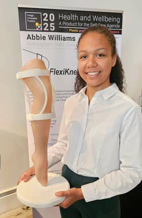 Abbie Williams with her knee brace, FlexiKnee Pro