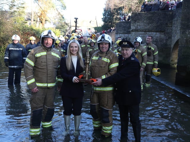 Annual Boxing Day Squirt between Geddington Volunteer Fire Brigade and Northants Fire and Rescue at Geddington Ford/National World