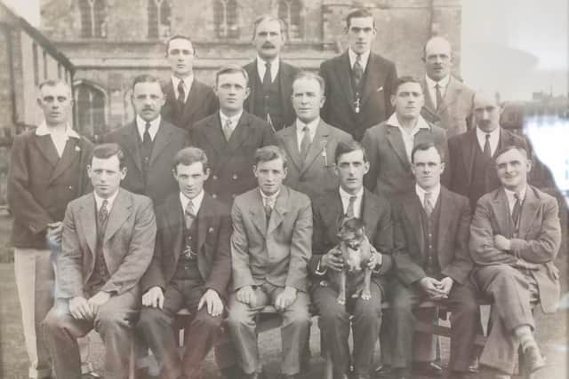 The founding committee of Islip Working Men's Club Terry Gunn's granddad Harry is on the middle row, second from the right