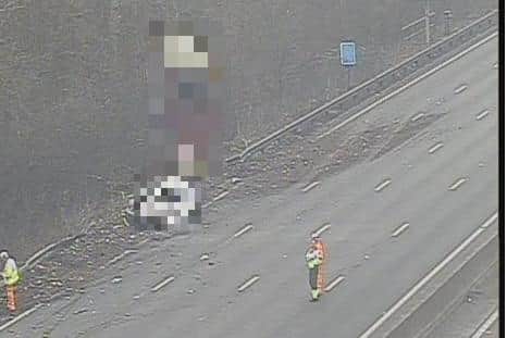 The scene of the collision on the M1 northbound. Photo: Motorway Cameras.