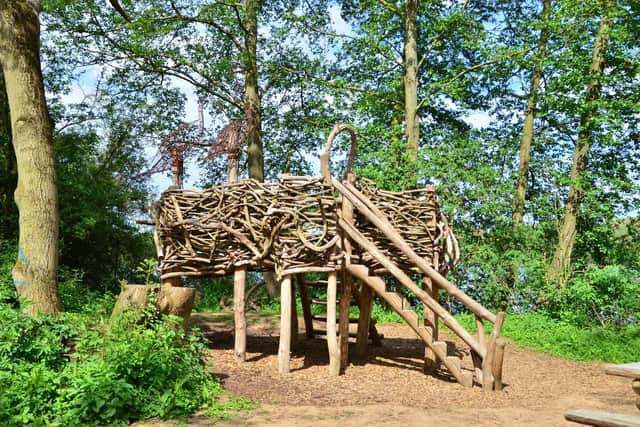 The heron nest platform in the Nene Wetlands Discovery Area at Rushden Lakes