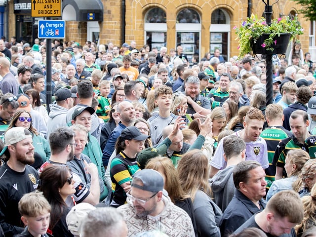 Saints fans packed the streets outside the Guildhall
