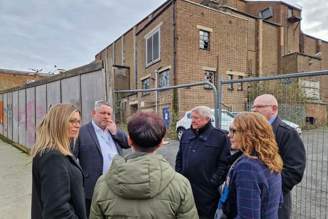 Lindsey and Beccy discussing the project with NNC leader Cllr Jason Smithers, chief executive Adele Wylie and executive committee members Cllr Lloyd Bunday and Cllr Mark Rowley.
