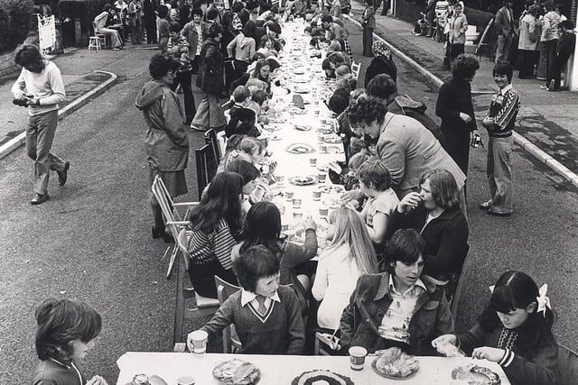 A street party held in Singleton Road in Hillsborough, Sheffield to celebrate the Silver Jubilee on June 7, 1977