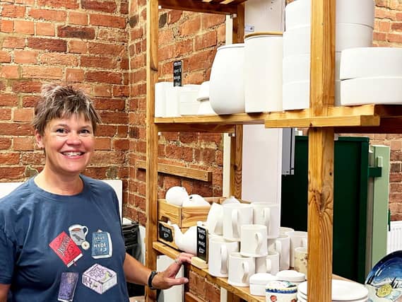 Kate in the Workbridge pottery studio