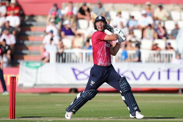 Chris Lynn hits out on his way to 75 (Picture: Peter Short)