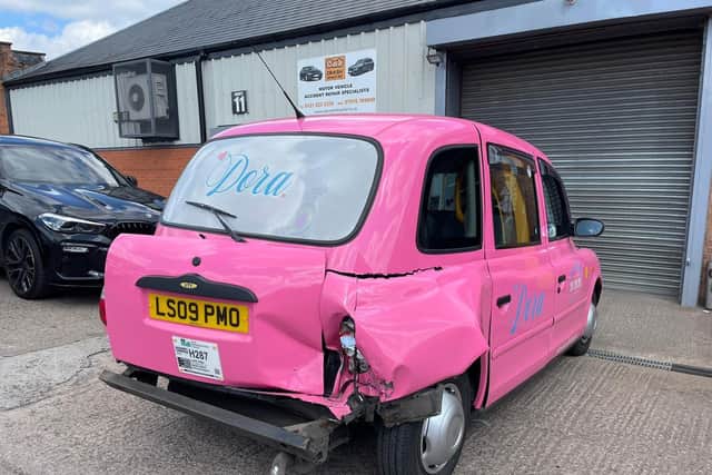 The Dora cab was hit from behind
