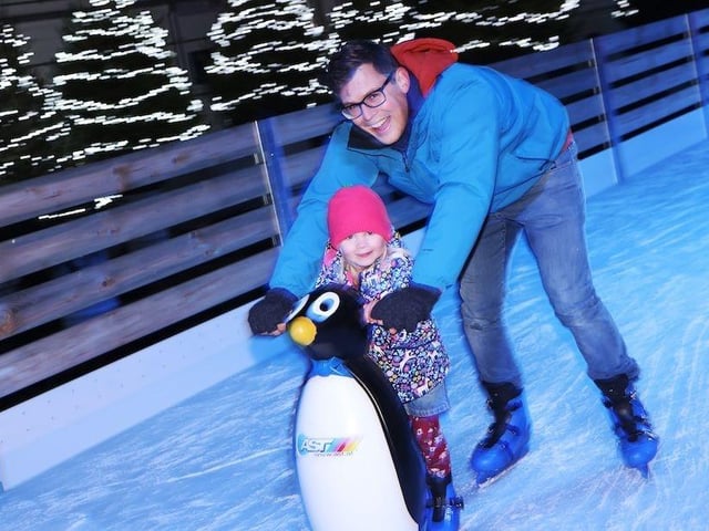 Skating on real ice in the Formula 1 garages - only at Silverstone
