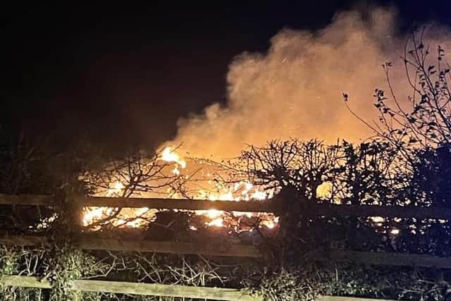 The fire near Raunds destroyed 900 tonnes of straw bale