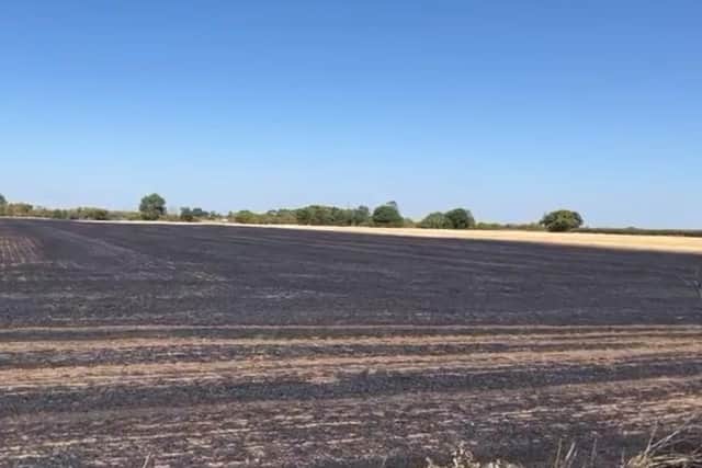 Fire crews on the scene at the field fire in Irchester Road, Farndish - 1,000sqm of stubble was destroyed