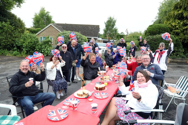 From Sandringham to Rushden - residents from Sandringham Close enjoy a tea party with Jubilee cakes