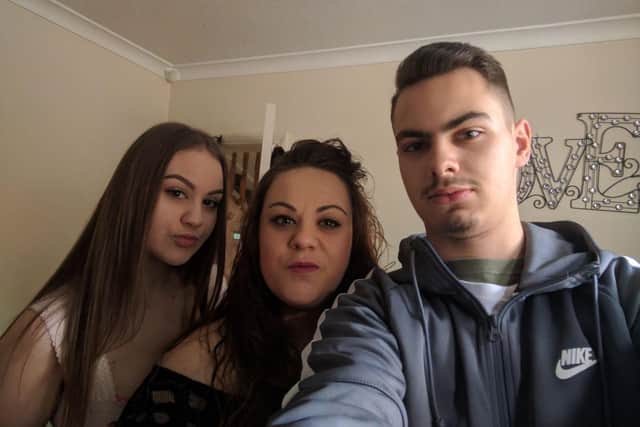 Hayley Lund, with her children Megan and Luke