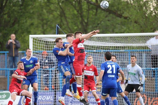 Goalmouth action from the Tameside Stadium