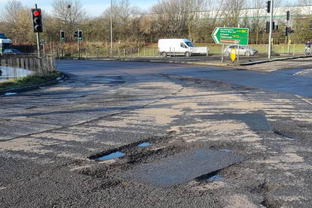 These potholes in Rockingham Road, Kettering were due to be repaired