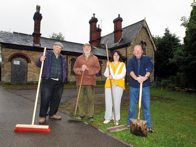 RUSHTON, old railway station, new Friends of Glendon and Rushton station are renovating the grade 2 listed building
Tim Collier, Ian Appleyard, Frances Peacock and Jeff Norwood.
June 2010