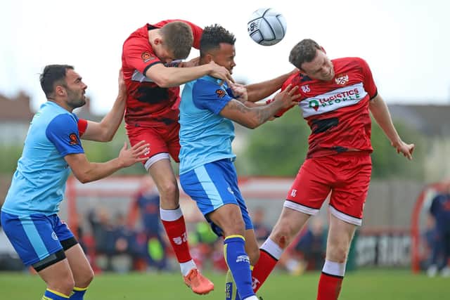 Action from Kettering Town's 1-0 success against Alfreton Town