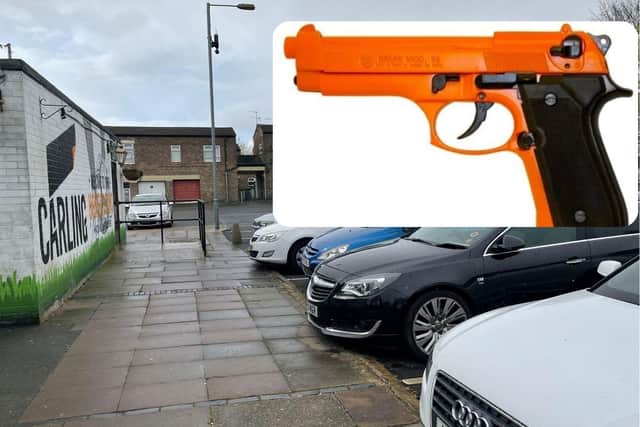 This is the type of starting pistol that Sikora sprayed black to make it more realistic, before firing it from the car park of the pub