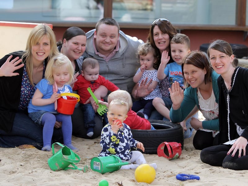 Parents and their children who helped plan the new nursery at Pen Green in 2012.