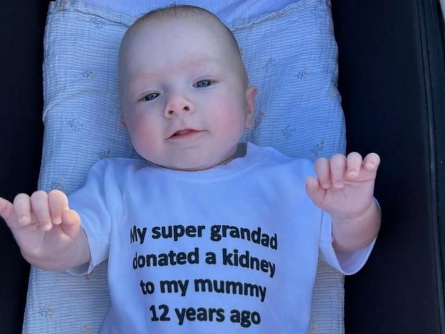 Millie with her super grandad t-shirt.