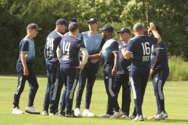 Desborough Town celebrate a wicket during their win over Kislingbury in the Hevey Building Supplies NCL T20 Championship last weekend. Pictures by Finbarr Carroll