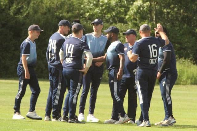 Desborough Town celebrate a wicket during their win over Kislingbury in the Hevey Building Supplies NCL T20 Championship last weekend. Pictures by Finbarr Carroll