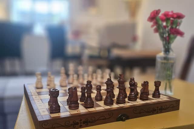 Customers can take the chess set and play anytime.