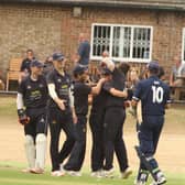 Brixworth celebrate claiming the final Burton Latimer wicket as they moved to the top of Division One in the Northants Cricket League. Pictures by Finbarr Carroll