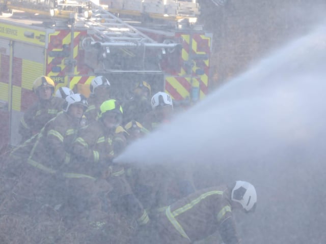 Annual Boxing Day Squirt between Geddington Volunteer Fire Brigade and Northants Fire and Rescue at Geddington Ford/National World