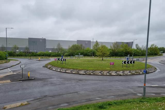 The roundabout in John Clark Way where the fatal accident happened. Image: Alison Bagley