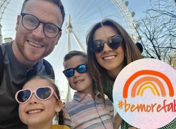Dad Andy, brother Florence and mum Stacey Bark are asking people to donate to their little girl Florence's life-saving treatment #bemorefab