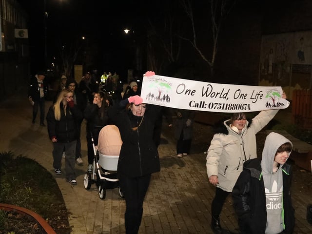 Reclaim the night march against domestic violence Kettering:women's march Kettering