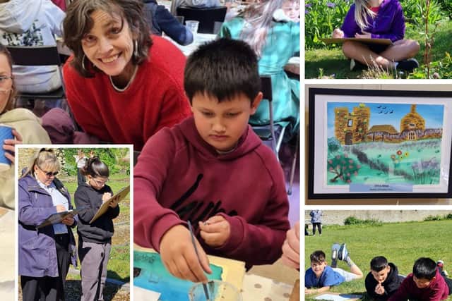Ophelia Redpath – Sky Arts Landscape Artist of the Year 2021 – passes on some tips to Matthew Szurlej (main picture)
