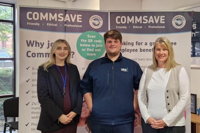 Ethan Malvern of 3RS IT Solutions (centre) with Commsave’s Trudi Brown (left) and Mandy Colby
