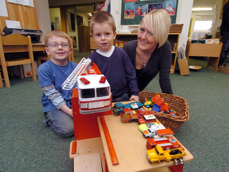 Family worker Terrie Lambert with Oliver McAllister, 4, George Hollands, 3 in 2010.