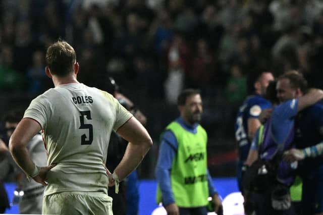 Alex Coles looked on as Italy celebrated on Saturday