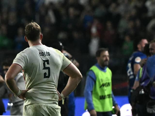 Alex Coles looked on as Italy celebrated on Saturday